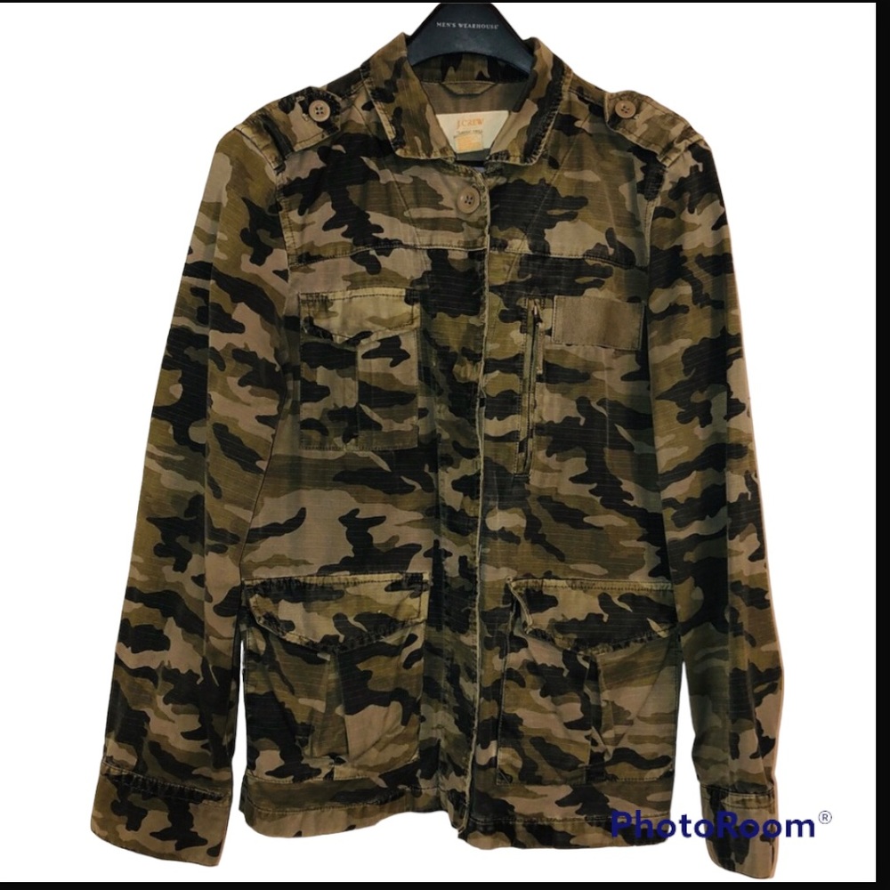 J. Crew Women's Classic Twill Chino Camouflage Utility Jacket Size 8 EUC